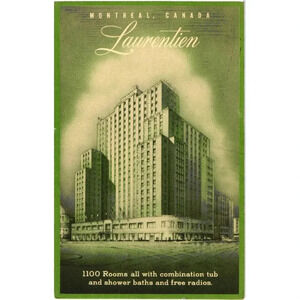 Laurentian Dominion Square Montreal Canada Hotel Advertisement Postcard